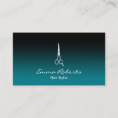 Haar Stylist Modern Zwart & Blauwgroen Gradient El Visitekaartje (Voorkant)