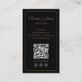 Haar Stylist Modern Zwart en Goud Visitekaartje (Achterkant)