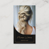 Haar Stylist Modern Zwart en Goud Visitekaartje (Voorkant)