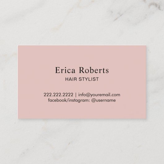 Haar Stylist Moderne Blush Roze & Gouden Schoonhei Visitekaartje (Achterkant)