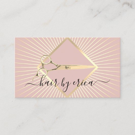 Haar Stylist Moderne Blush Roze & Gouden Schoonhei Visitekaartje (Voorkant)
