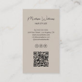 Haar Stylist Moderne Boog Foto Beige Visitekaartje (Achterkant)