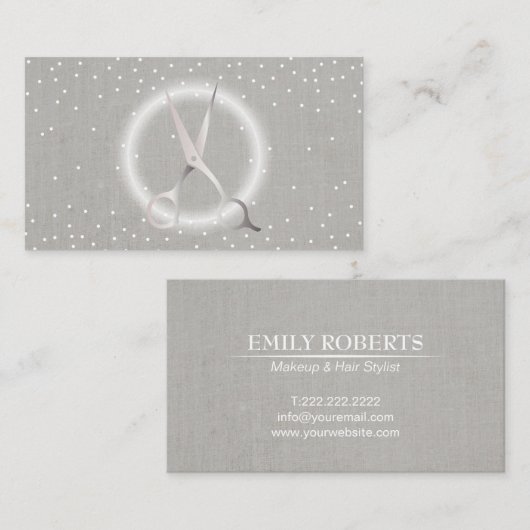 Haar Stylist Moderne Circle Silver Confetti Stippe Visitekaartje (Voorkant / Achterkant)