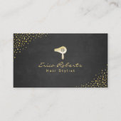 Haar Stylist Moderne Confetti Stippen Gouden Blow  Visitekaartje (Voorkant)