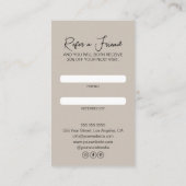 Haar Stylist Moderne Custom Photo Beige Aanbevelingskaartje (Achterkant)