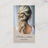 Haar Stylist Moderne Custom Photo Beige Aanbevelingskaartje (Voorkant)