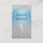 Haar Stylist Moderne Drips Zilveren Glitter Baby B Visitekaartje (Achterkant)