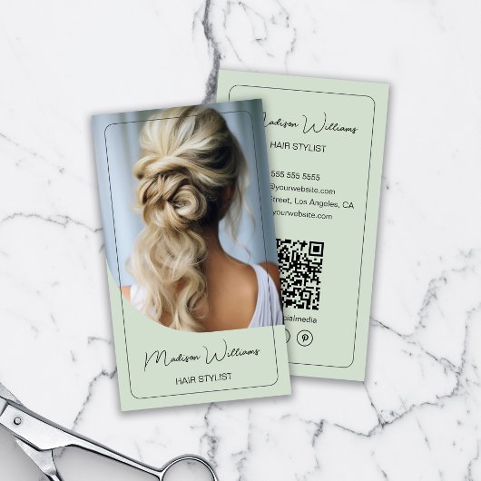 Haar Stylist Moderne Foto Sage Groen Visitekaartje