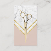 Haar Stylist Moderne Gouden Schaar Marmer Blush Ro Visitekaartje (Voorkant)