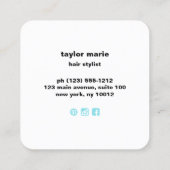Haar Stylist Moderne Retro Vierkante Visitekaartje (Achterkant)