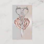 Haar Stylist Moderne Schaar & Bloem Zilveren Salon Visitekaartje (Voorkant)