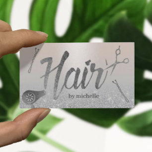 Haar Stylist Moderne Typografie Zilveren Glitter Visitekaartje
