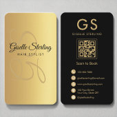 Haar Stylist Monogram Goud Zwart QR Code Visitekaartje