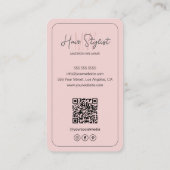 Haar Stylist Monogram Logo Foto Blush Roze Visitekaartje (Achterkant)