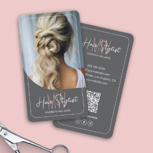 Haar Stylist Monogram Logo Foto Grijs Visitekaartje