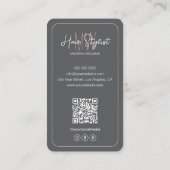 Haar Stylist Monogram Logo Foto Grijs Visitekaartje (Achterkant)