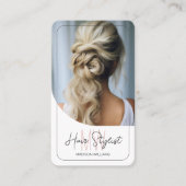 Haar Stylist Monogram Logo Foto Wit Visitekaartje (Voorkant)