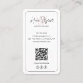 Haar Stylist Monogram Logo Foto Wit Visitekaartje (Achterkant)