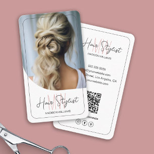 Haar Stylist Monogram Logo Foto Wit Visitekaartje