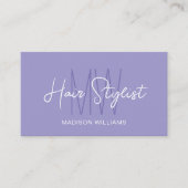 Haar stylist Monogram Logo Paarse Visitekaartje (Voorkant)