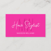 Haar Stylist Monogram Logo Roze Visitekaartje (Voorkant)