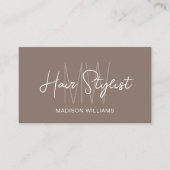 Haar stylist Monogram Logo Taupe Visitekaartje (Voorkant)
