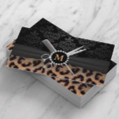 Haar Stylist Monogram Modern Leopard Print Visitekaartje