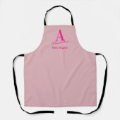 Haar Stylist Monogram Roze Hot Pink Schort (Voorkant)