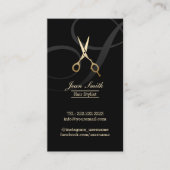 Haar Stylist Monogram Script Gold Scissor Modern Visitekaartje (Voorkant)