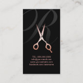 Haar Stylist Monogram Script Roos Gold Scissor Visitekaartje (Achterkant)