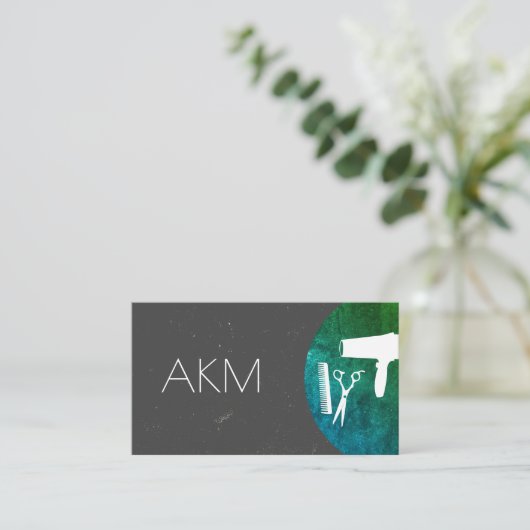 Haar Stylist Monogram Verfijnde textuur Visitekaartje (Staand voorkant)