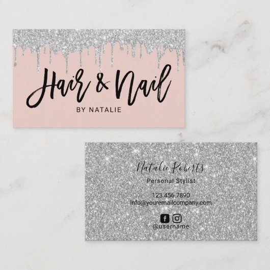 Haar Stylist Nail Salon Silve Drivers Blush Pink Visitekaartje (Voorkant / Achterkant)