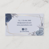 Haar Stylist Navy Blue Floral Geometrisch Goud Lij Visitekaartje (Achterkant)