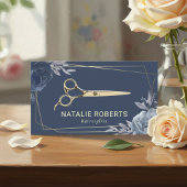 Haar Stylist Navy Blue Floral Geometrisch Goud Lij Visitekaartje
