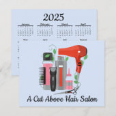 Haar Stylist Note Kaart & 2025 Kalender op Terug Notitiekaartje (Voorkant / Achterkant)