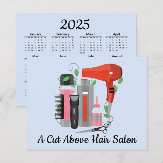 Haar Stylist Note Kaart & 2025 Kalender op Terug Notitiekaartje (Voorkant / Achterkant)