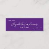Haar Stylist Paarse Witte Hart Handgeschreven Scri Contactkaartje (Voorkant)
