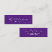 Haar Stylist Paarse Witte Hart Handgeschreven Scri Contactkaartje (Voorkant / Achterkant)