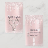 Haar Stylist Pinky Drift Glitter Coiffure Scissors Visitekaartje (Voorkant / Achterkant)
