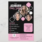 Haar Stylist Poster - Custom Design in Zwart roze Flyer (Voorkant)