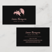 Haar Stylist Professionele Logo Beauty Zwart Roos Visitekaartje (Voorkant / Achterkant)