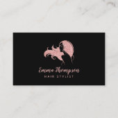 Haar Stylist Professionele Logo Beauty Zwart Roos Visitekaartje (Voorkant)