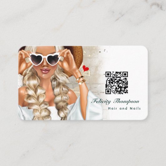 Haar Stylist QR Code Business Car Visitekaartje (Voorkant)