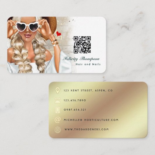 Haar Stylist QR Code Business Car Visitekaartje (Voorkant / Achterkant)