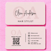 Haar Stylist QR Code Monogram Blush Pink Visitekaartje