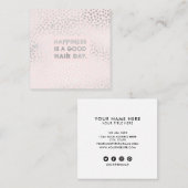Haar Stylist Quote | Modern zilveren folie roze Vierkante Visitekaartje (Voorkant / Achterkant)