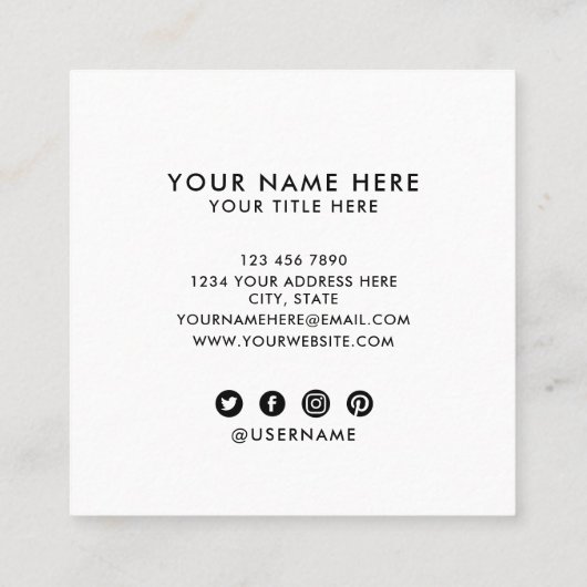 Haar Stylist Quote | Modern zilveren folie roze Vierkante Visitekaartje (Achterkant)