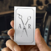 Haar Stylist Retro Scissor Monogram Logo Plain Visitekaartje