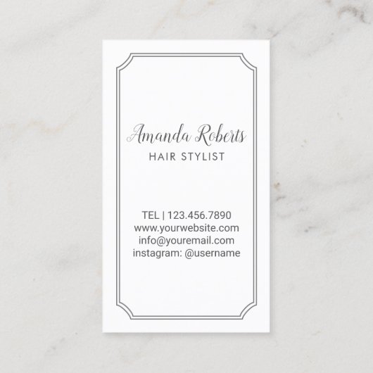 Haar Stylist Retro Scissor Monogram Logo Plain Visitekaartje (Achterkant)