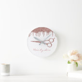 Haar Stylist Roos Gold Drives Glitter Scissors Ronde Klok (Huis)